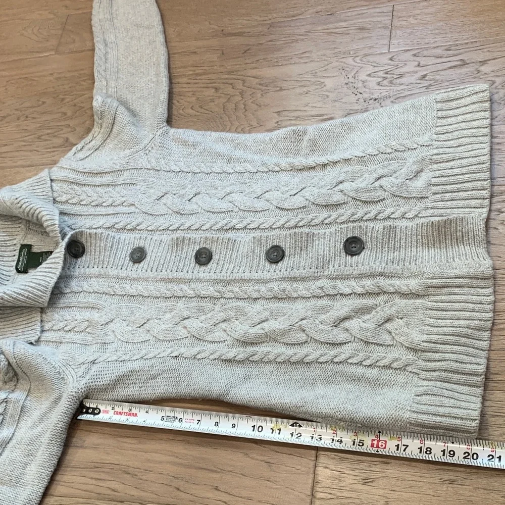 Eddie Bauer Cream Cable Knit Button Cardigan Wool/Alpaca Size Medium - Picture 5 of 9